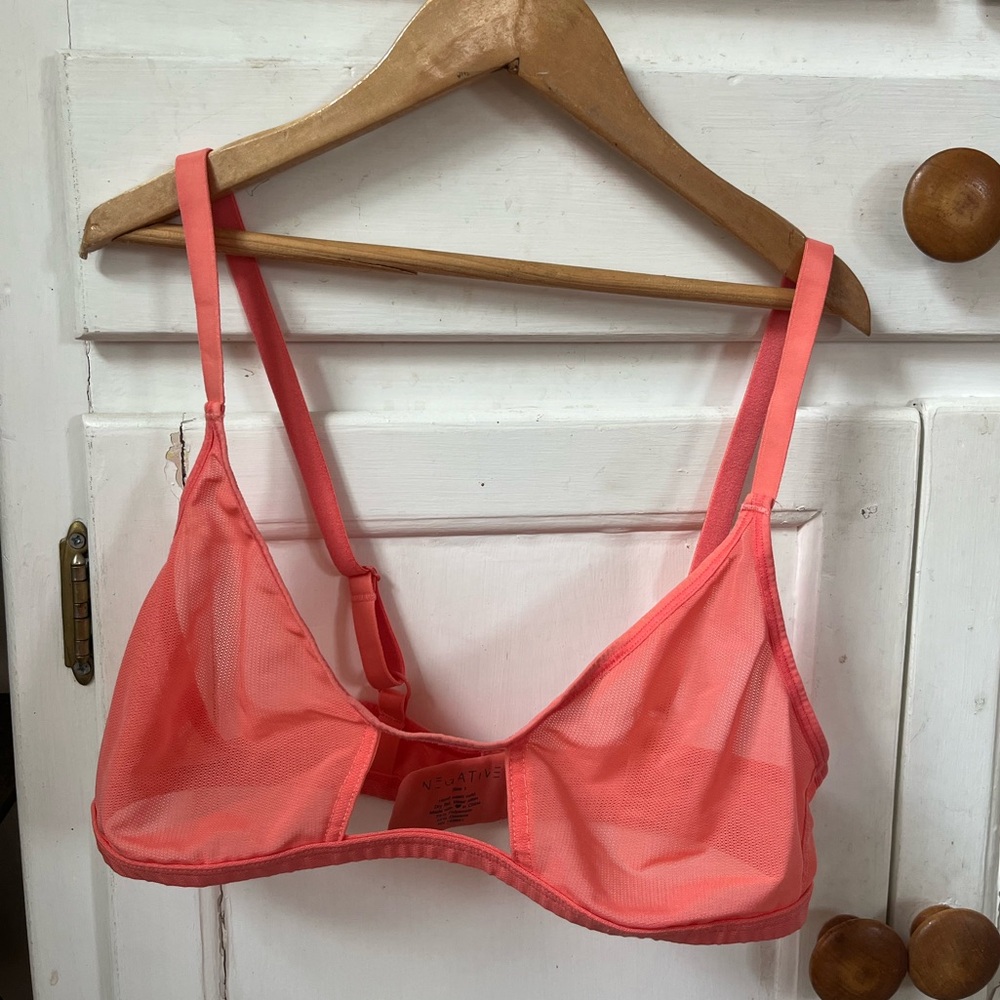 Negative Underwear Sieve Cutout Mesh Bralette Peach Pink 1/S